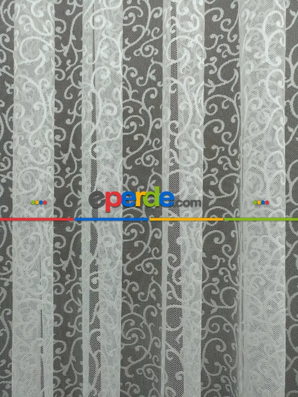 Kdk Örme Dantel Tül Perde- Krem