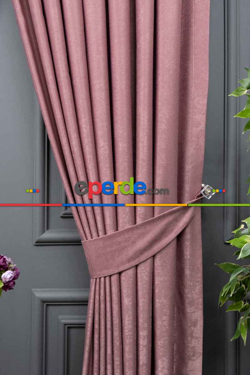 Oturma Odası - Soft Fon Perde Gül Kurusu Dökümlü En - Gül Kurusu