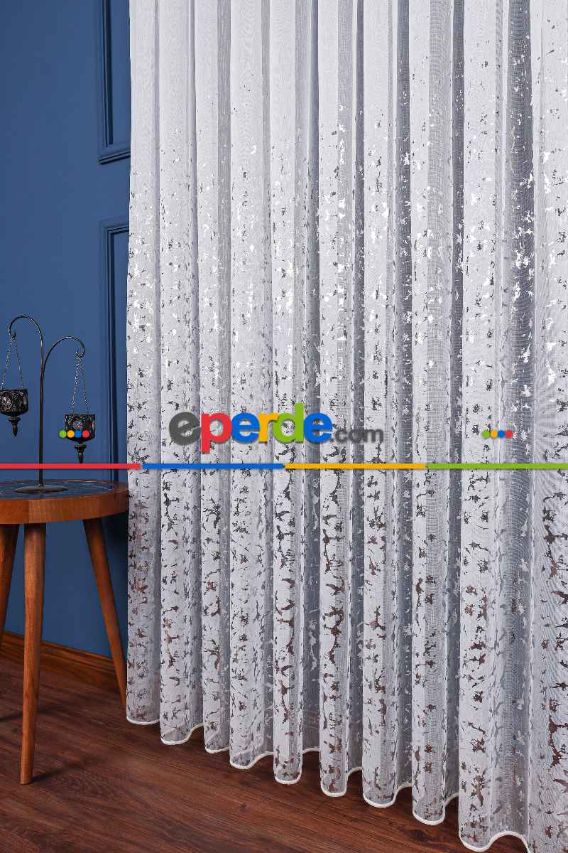 Salon - Siyah Yüksek Kalite Armür Dokuma Ttm Zemin Kaplamalı Tül Perde