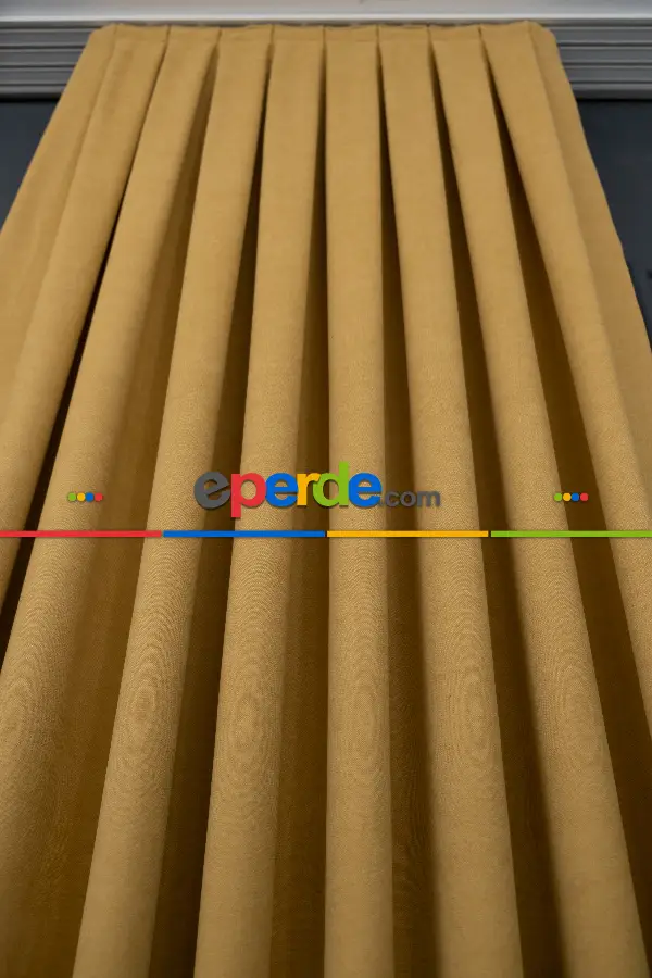 Hardal Düz Fon Perde En Dökümlü Fon Perde