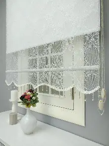 Brillannt - Çiftli Sistem Tül Stor Perde - Ekru - Açık Krem - Beyaz - Damask