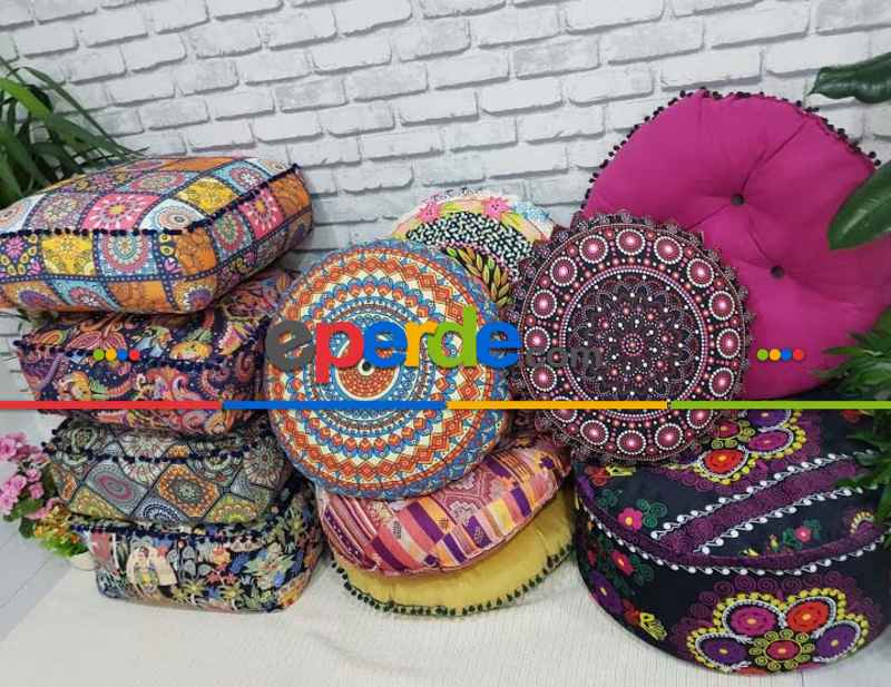 Etnik Boho Stil Minderler İçi Dolu- Çok Renkli