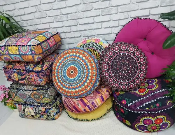 Etnik Boho Stil Minderler İçi Dolu- Çok Renkli