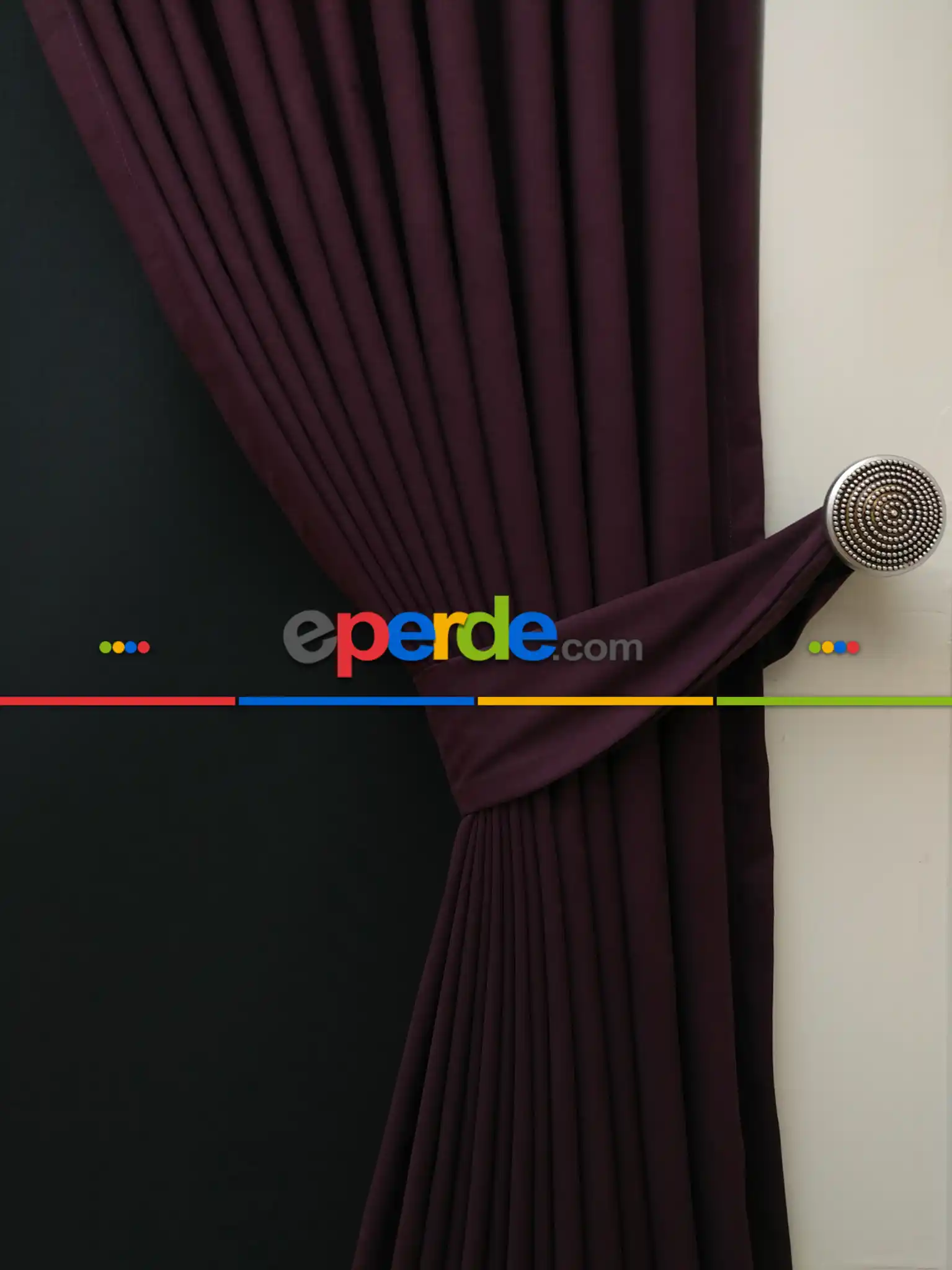 Düz Renk Dökümlü Fon Perde (180)- Mürdüm