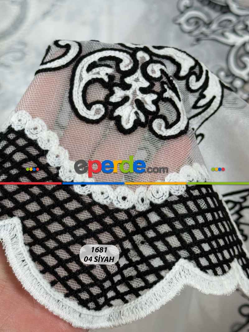 Oturma Odası - Damask Desen Nakışlı Tül Perde - Özel Dokuma Ağır Gramajlı Premium