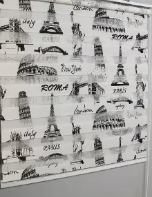 Genç Odası - Roma Paris Baskılı Zebra Perde- Siyah-beyaz- Çok Renkli 2