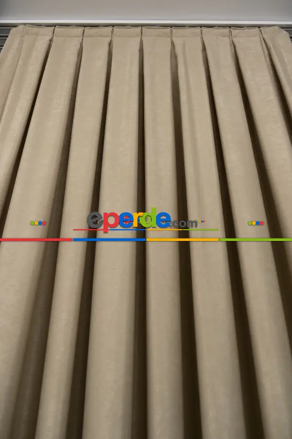 Yatak Odası Fon Perde - Düz Dökümlü Soft Fon Perde - Toprak Rengi