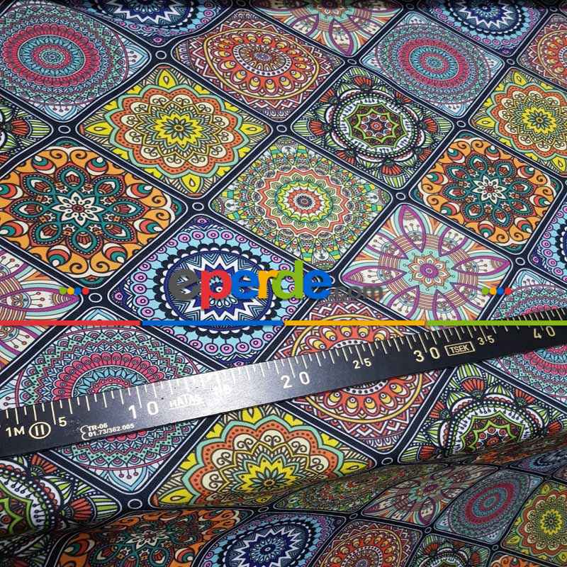 Mutfak Fon Perde Baskılı Evm403- Yeşil