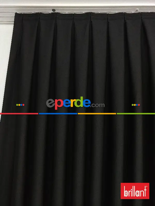 Yatak Odası - Brillant Karartma Blackout Siyah Renk Fon Perde- Siyah