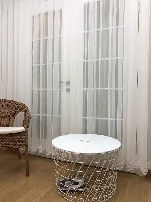 Etek Ucu Çiçek Desenli Tül Perde - Ütü İstemez - %30 Extra İndirimli- Ekru