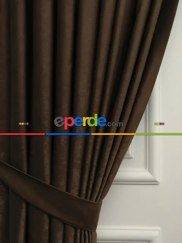 Salon - Soft Fon Perde Sütlü Kahve Dökümlü En - Sütlü Kahve