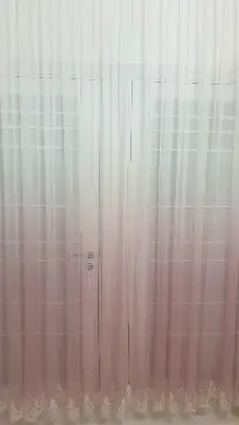 Pudra Pembe Renk Geçilşi Etek Nakışlı Tül Perde