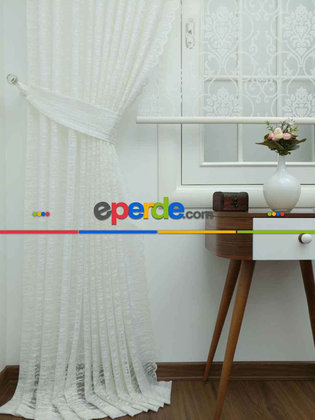 Düz Tül Fon Perde- Ekru