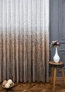 Modern Kahverengi Degrade Geçişli Tül - Örme Dantel Tül