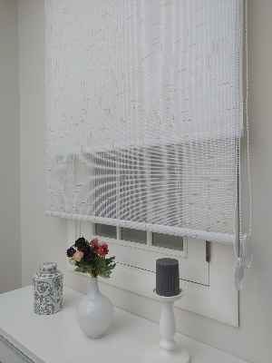 Keten Tül Stor Wicker - Çiftli Sistem Tül Stor Perde (wicker) Prag 01- Krem-krem Açık