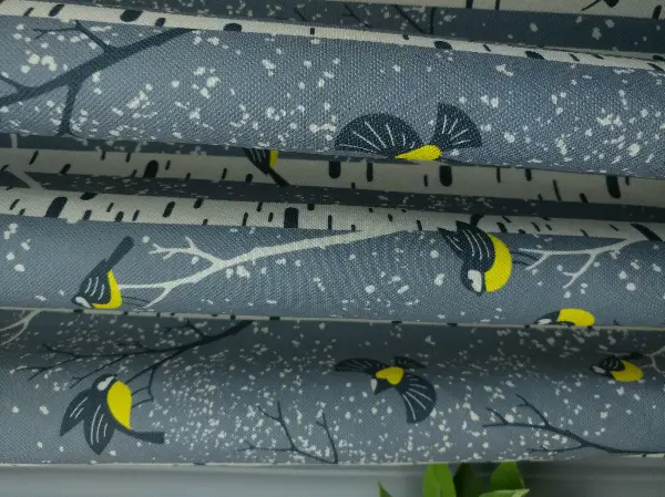 Kuş Ve Ağaç Desenli Fon Perde Evm1083 Kumaşı Kalındır Duck Bezi Değildir- Sarı-Beyaz