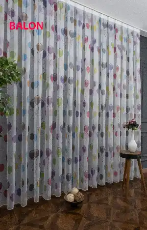 Çocuk Odası - Balon Desenli Modern Tül Perde - Elit Ürün