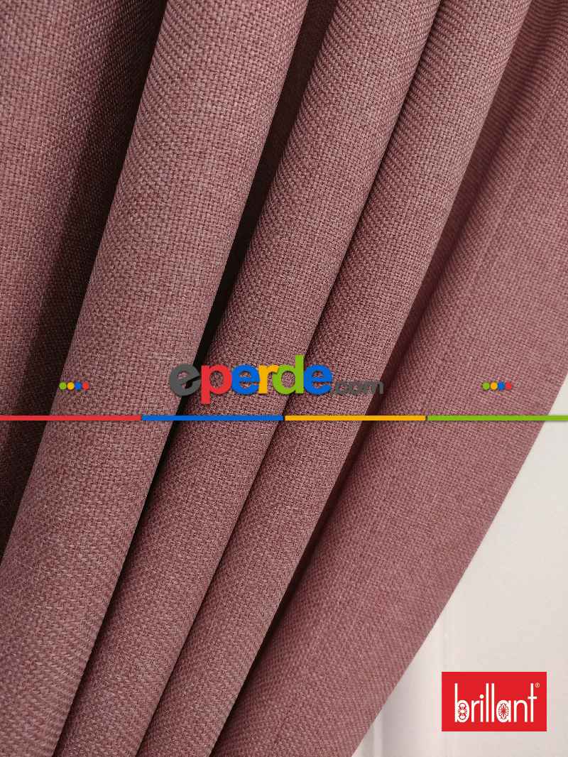 Brillant Keten Gül Kurusu Renk Düz Fon Perde - Gül Kurusu