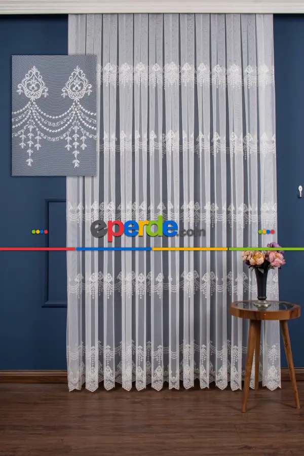 Elit Brode İşlemeli Tül Perde