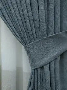 Mavi - Düz Fon Perde ( 300cm Geniş En 1.kalite Dökümlü Fon )- Mavi