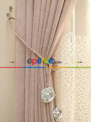 Pudra Pembesi- Düz Fon Perde ( Dökümlü Fon Perde)- Pudra
