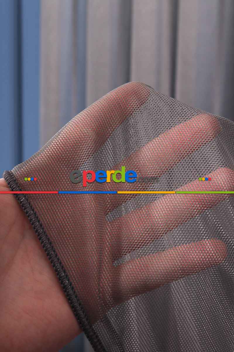 Antrasit Grek Tül Perde Petek Zemin