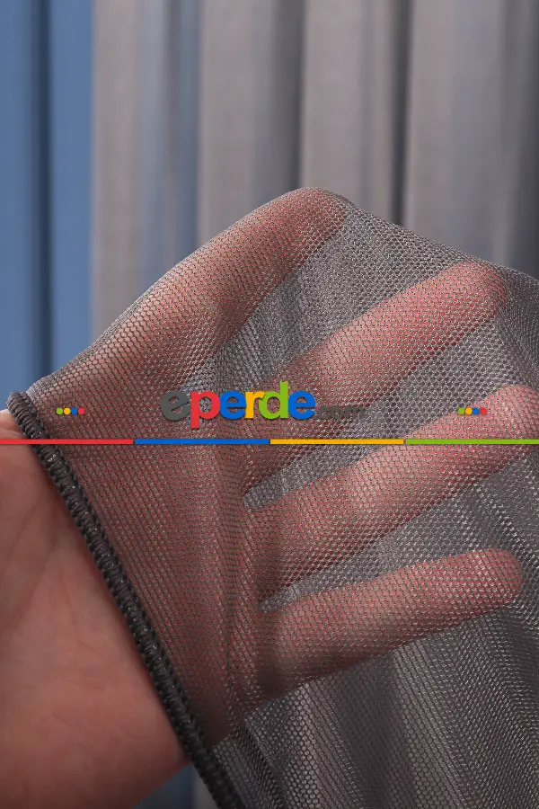 Salon - Antrasit Grek Tül Perde Petek Zemin