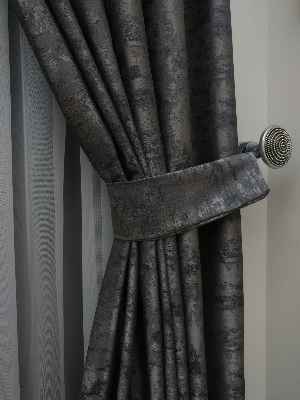 Gri - Katyonik Jakar Fon Perde- Gri-füme-antrasit