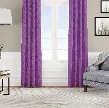 Kadife Dokulu Fon Perde Pilesiz Tek Kanat Mor