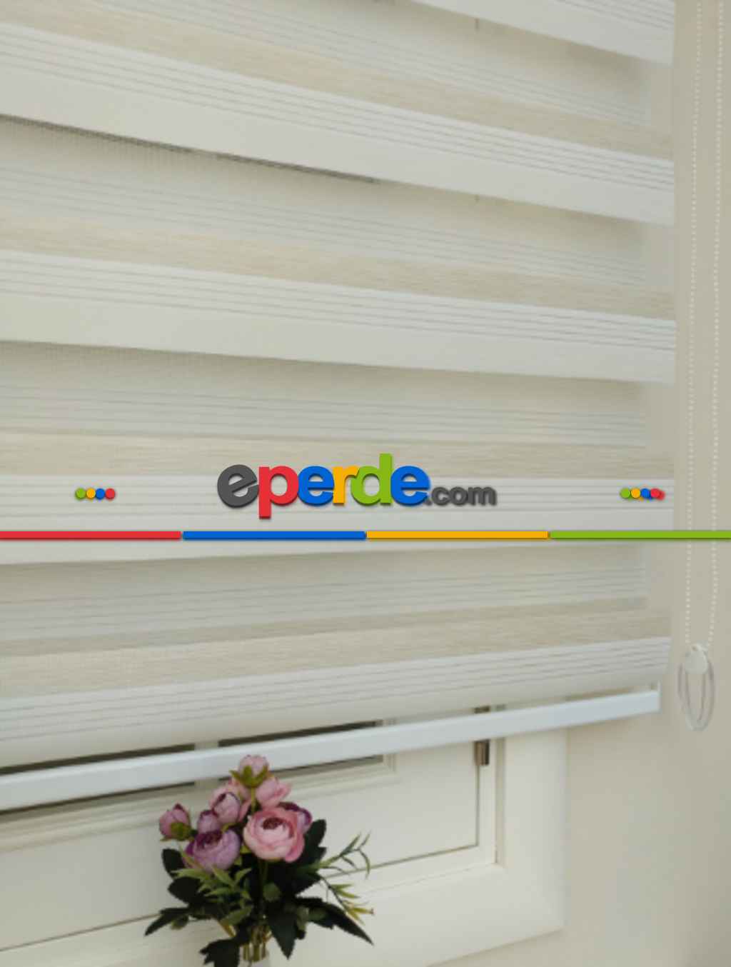 Krem Şeritli Zebra Perde Zarif Bambu- Ekru