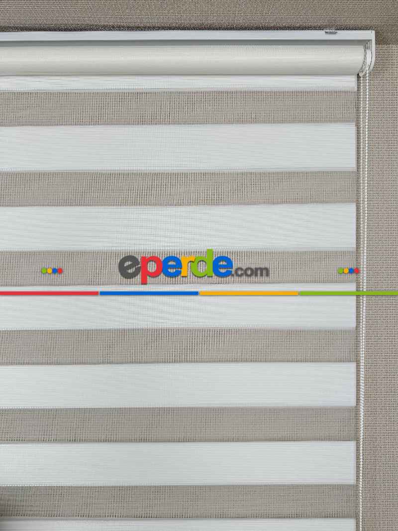 Yatak Odası Ekru Dar Sık Pliseli Zebra Perde, Standart Metal Kasalı Yüksek Kalite Kornişe Kolay Montaj Seçenekli