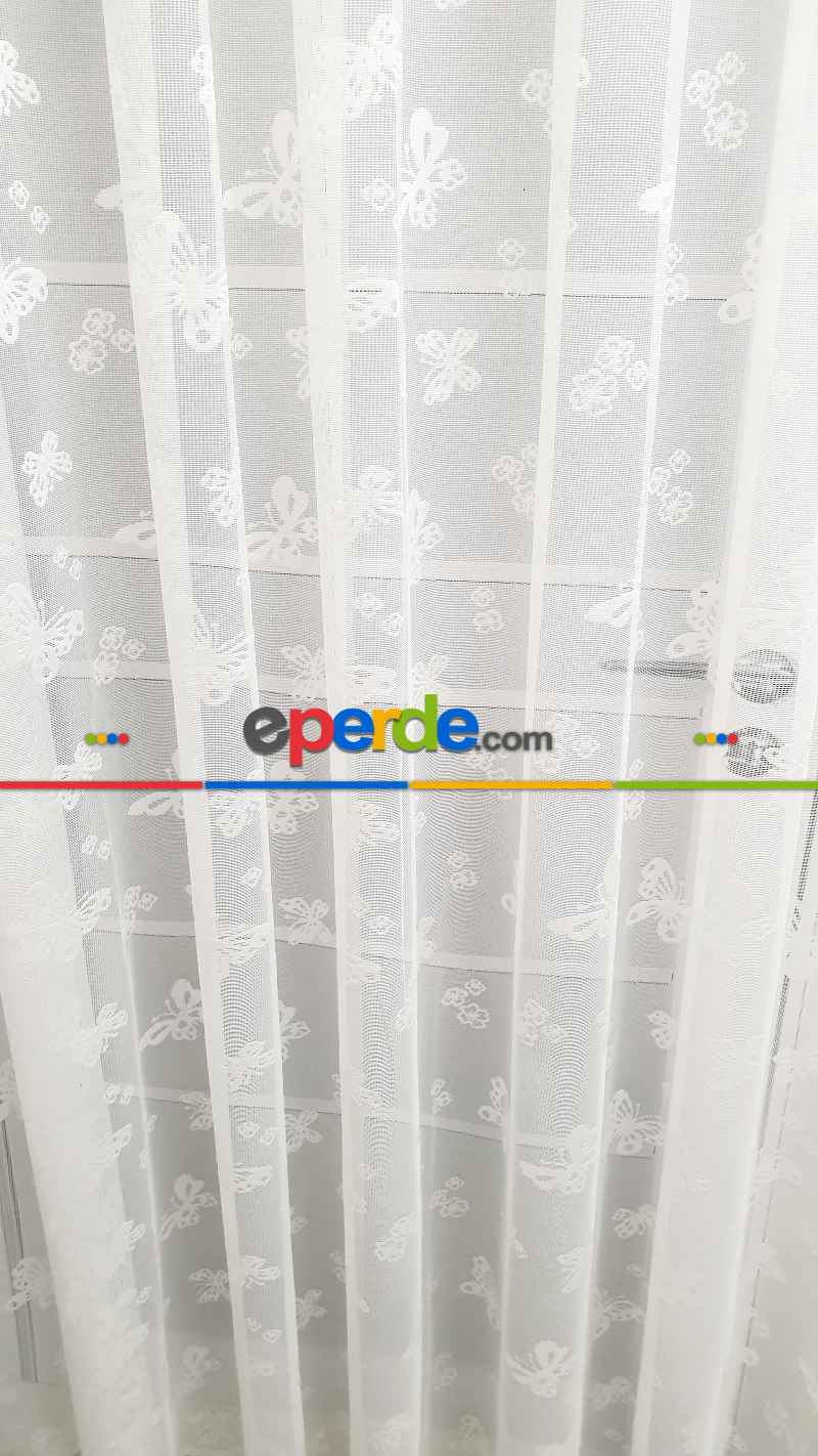 Bebek Odası -  Kelebek Desen Tül Çoçuk Odası Tül Perdesi