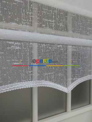 Mutfak Tül Stor Perde - Çiftli Sistem- Beyaz