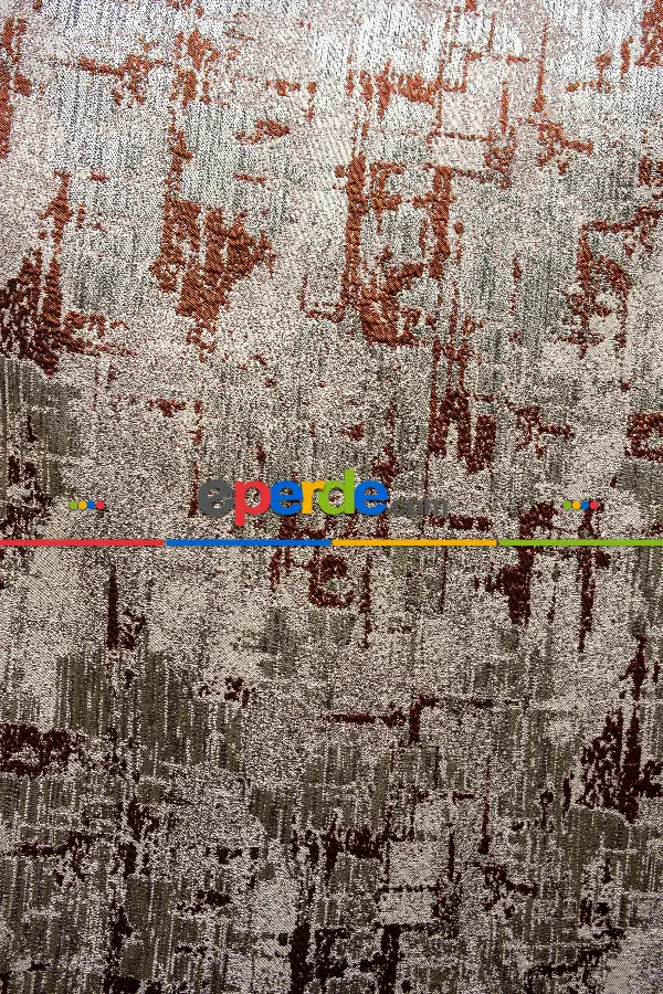 Patine Desenli Valencia Jakar Dokuma Fon Perde- Bej-kiremit Rengi