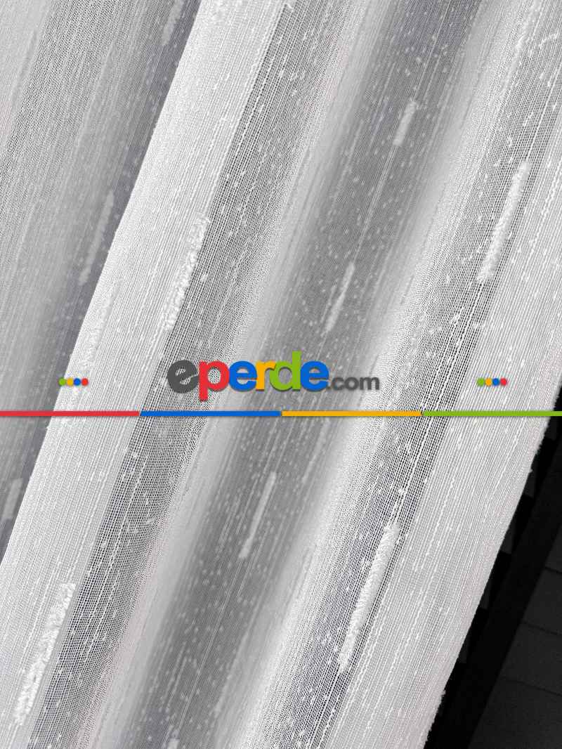 Mutfak Sakallı Şantuk Tül Perde - Gümüş Simli Ekru Zemin - Ürün Videosu Açıklamada Vardır