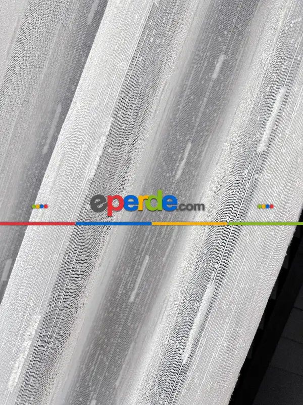 Salon Sakallı Şantuk Tül Perde - Gümüş Simli Ekru Zemin - Ürün Videosu Açıklamada Vardır