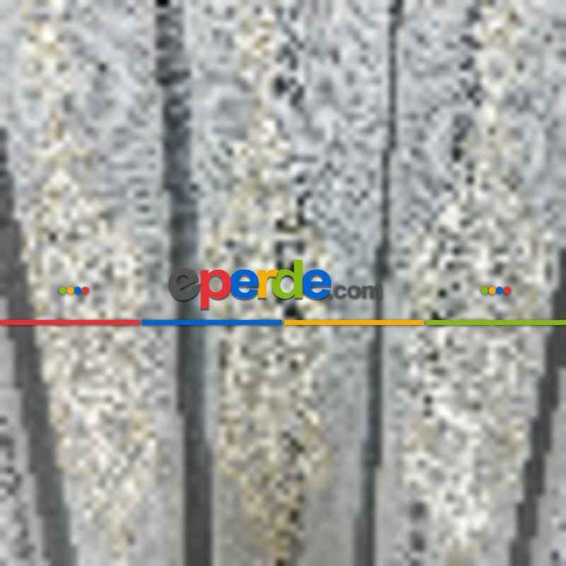 Brillant Ayna Desen Gold İşlemeli Tül Perde