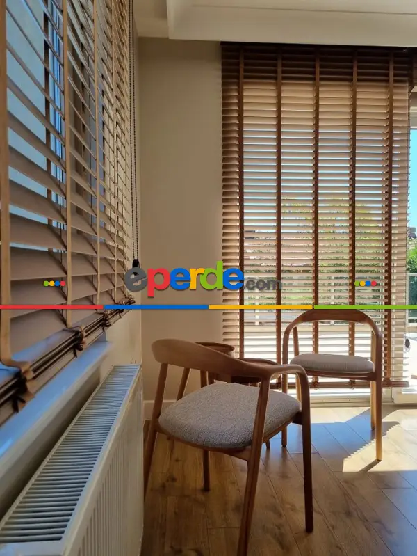 Mutfak 2025 Sezonu - 50 Mm Ahşap Görünümlü Jaluzi Perde - Alev Almaz - Sudan Etkilenmez