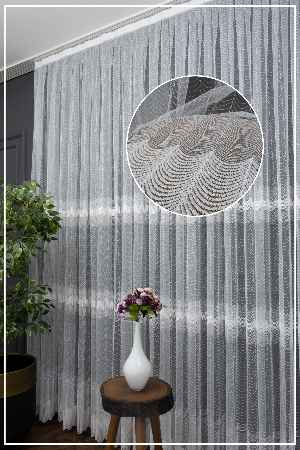 İşlemeli Spor Desenli Brode Tül-kırık Beyaz