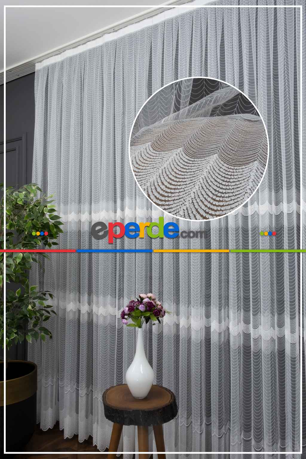 İşlemeli Spor Desenli Brode Tül-kırık Beyaz