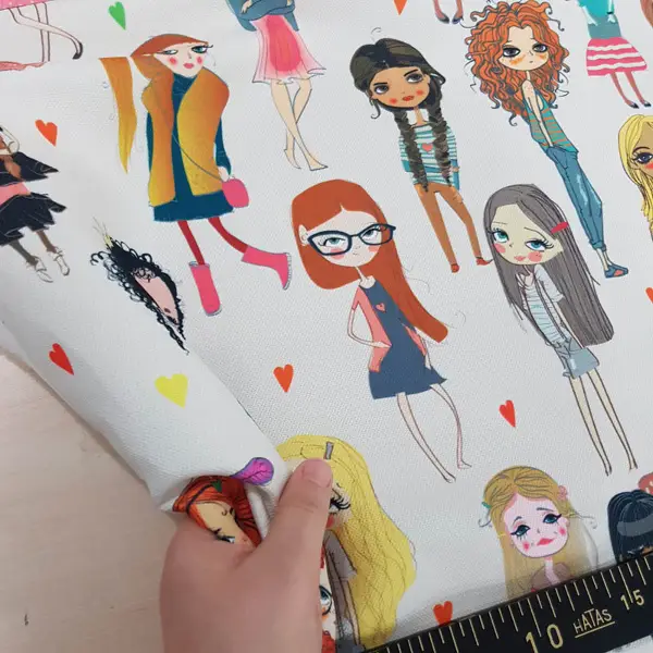 Popart Kız Desenli Fon Perde Evm1061 Kumaşı Kalındır Duck Bezi Değildir- Siyah-Beyaz-Pembe