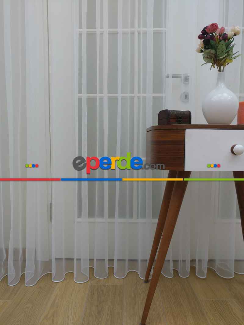 Oturma Odası - Grek Tül Perde - Petek Zemin (dökümlü) Ekru Renk Kırık Beyaz- Ekru