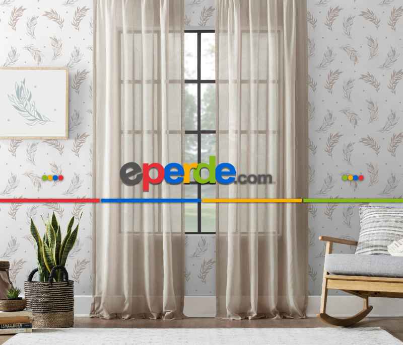 Pilesiz Bej Natural Keten Tül Düz Dikiş 200cm X 270cm 