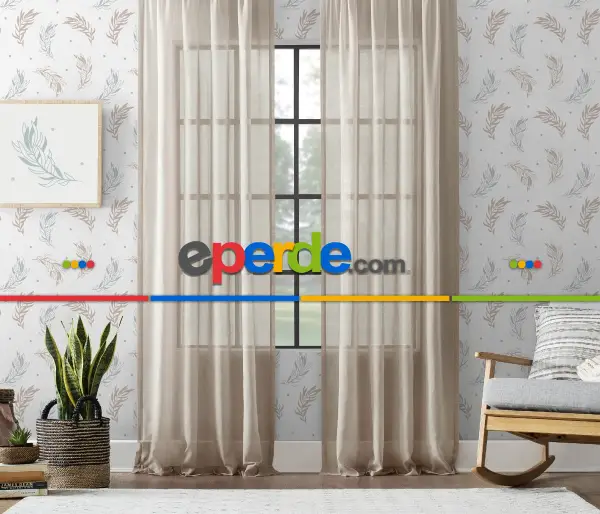 Pilesiz Bej Natural Keten Tül Düz Dikiş 200cm X 270cm 