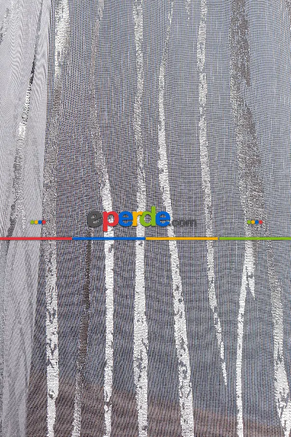 Salon Tül - Akarsu Dijital Baskılı Tül Perde - Ekru-gümüş