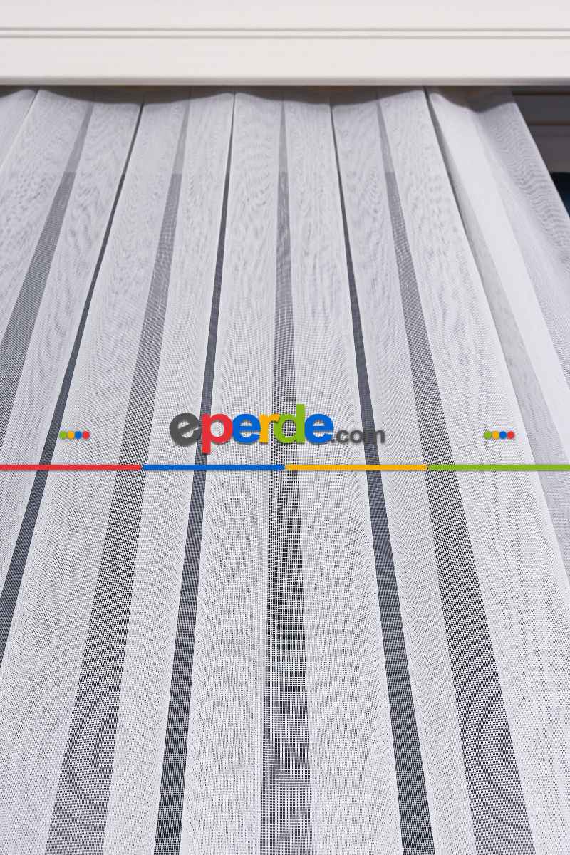 Salon Tül - Larissa Dijital Baskılı Tül Perde Ekru-gold