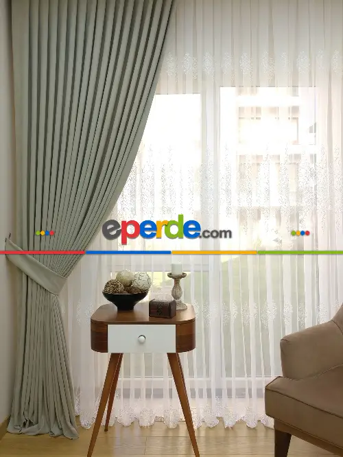 Taş Rengi Düz Fon Perde Dökümlü Birinci Kalite 300 Cm Geniş En Daha Hesaplı- Taş Rengi