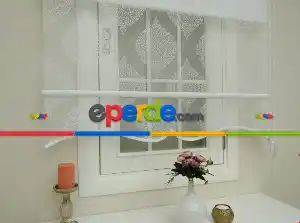 Yatak Odası - Damask Desen Örme Tül Stor-a Kalite -ekru Renk