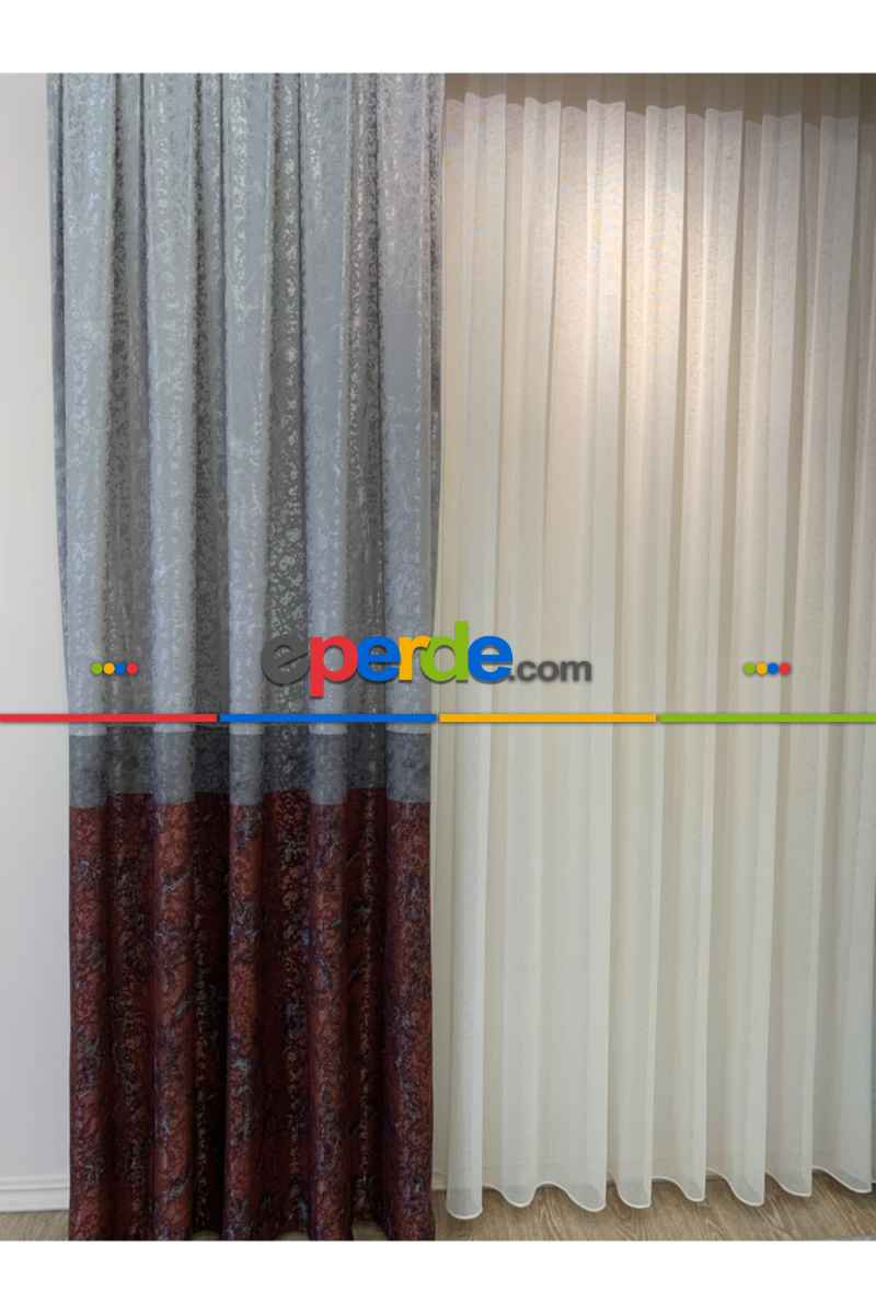 Fon Perde Brillant Flrorus Tasarım Model Renk Yeni Siya Gri Antrasit Fon Perde