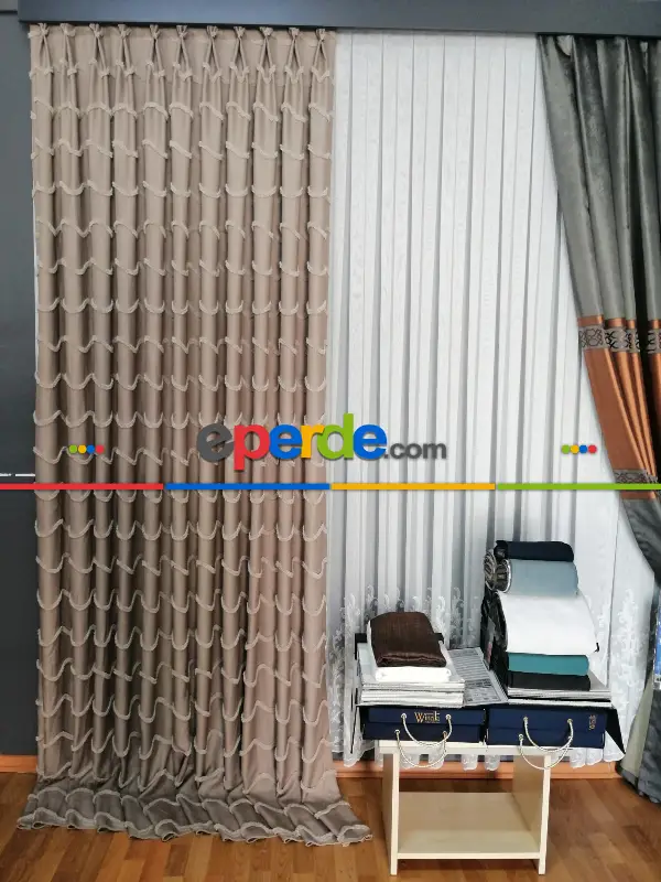 Yatak Odası - Sultan Desenli Keten Fon Perde - Antrasit